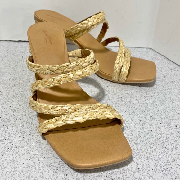 Universal Thread casual strappy slide sandals espadrille look US 8.5M high heels - Picture 1 of 10